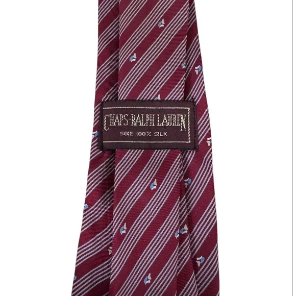 RALPH LAUREN - Men’s Silk Striped Tie, Red - Picture 2 of 3